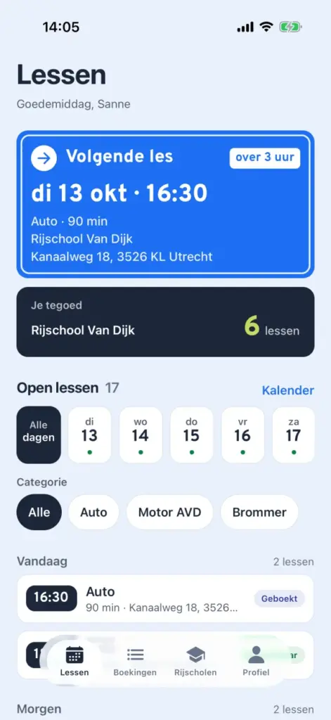 De Rijschema-app: open lessen bekijken en boeken